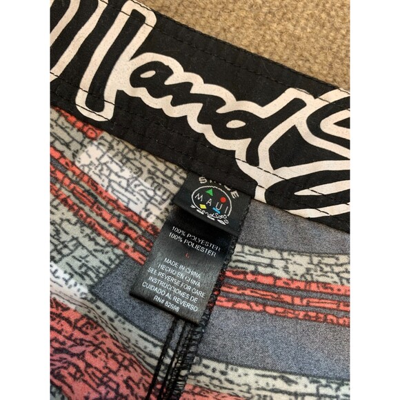 Maui and Sons Board Shorts Mens 38 Embroidered Madras Colorblock Swim Surf Beach - Picture 5 of 6